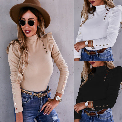Bluse für Damen mit Rüschen und genageltem Saum