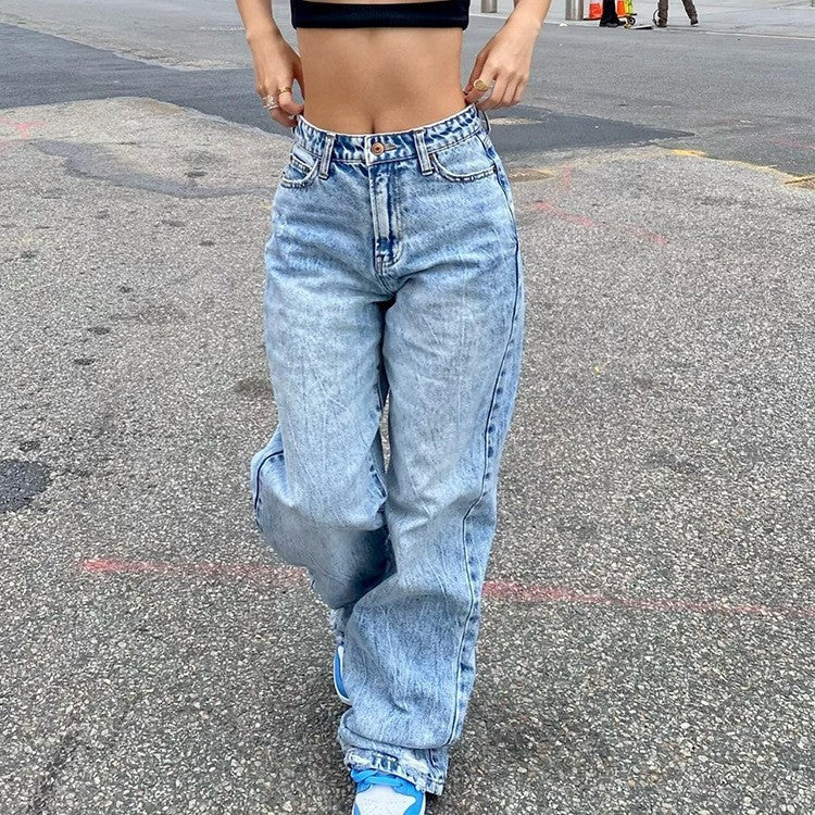 High-Waist-Jeans mit weitem Bein