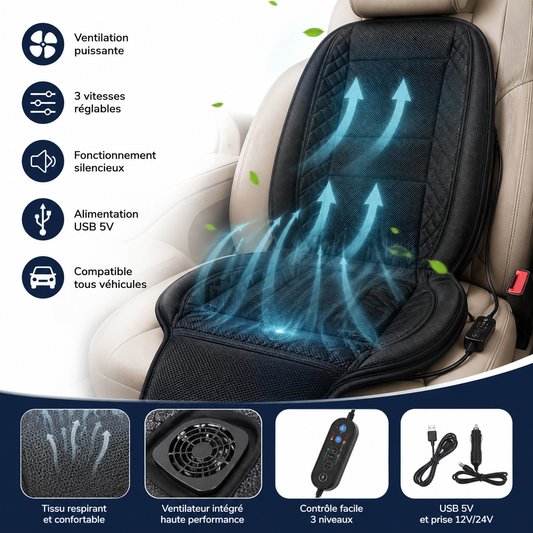 Ventilated Cooling Car Seat Cushion with 3-Speed Fan