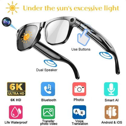 SmartVision Pro KI-Brille – Photochromatische 8K-Kamera, Bluetooth-Anrufe & Sprache