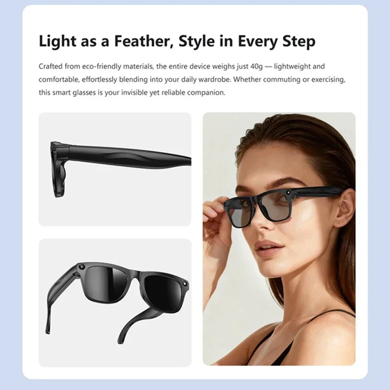 SmartVision Pro KI-Brille – Photochromatische 8K-Kamera, Bluetooth-Anrufe & Sprache