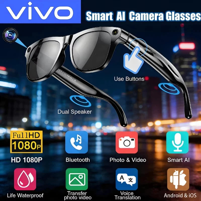 SmartVision Pro KI-Brille – Photochromatische 8K-Kamera, Bluetooth-Anrufe & Sprache