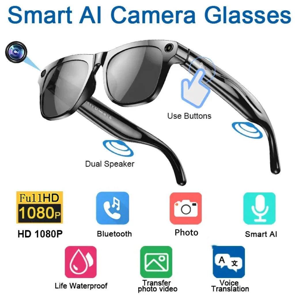 SmartVision Pro KI-Brille – Photochromatische 8K-Kamera, Bluetooth-Anrufe & Sprache