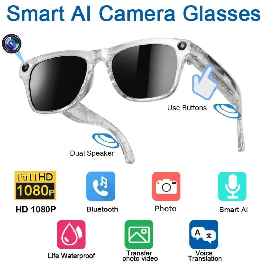 SmartVision Pro KI-Brille – Photochromatische 8K-Kamera, Bluetooth-Anrufe & Sprache