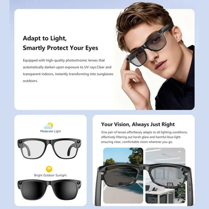 SmartVision Pro KI-Brille – Photochromatische 8K-Kamera, Bluetooth-Anrufe & Sprache