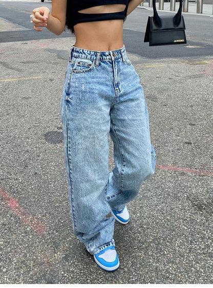 High-Waist-Jeans mit weitem Bein